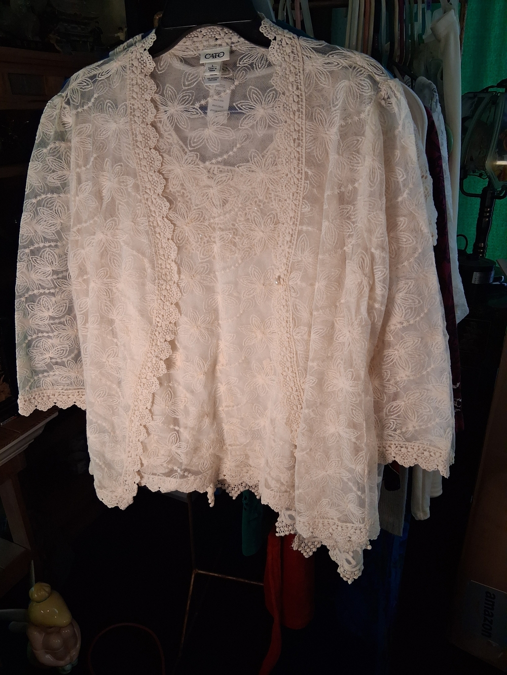 Cato Cream Lace Overlay Women's Top